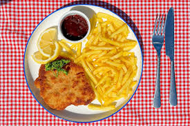 Image result for schnitzel mit pommes