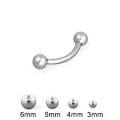 Steel ball curved barbell, 16 ga