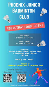 Image result for Phoenix Junior Badminton Club