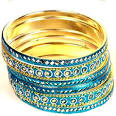 Blue Bangles Set, Blue Mirrorwork Bangles Set, Indian Bangle Set ...