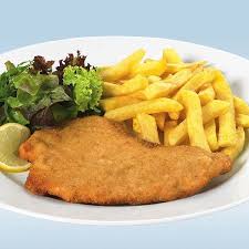 Image result for schnitzel mit pommes