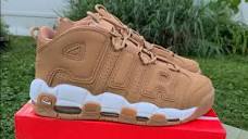 $70 Nike Air More Uptempo Wheat / Flax Unboxing, Review, UV and on ...