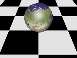 Image result for sphere checkered plane raytrace