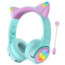 Amazon.com: Riwbox CF9 Cat Ear Kids Bluetooth Headphones with LED ...