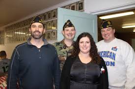 From left – Post 160 Chaplain Mike Daversa, Vice Commander Joe Connery, Auxiliary Unit 160 President Shannon Connery, and Commander Kyle Geraghty. - IMG_8278-e1352687635456