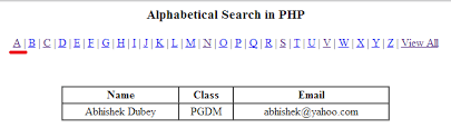 Alphabetical Search in PHP | Vineet Kumar Saini
