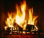 Yule log fire.