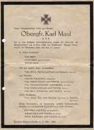 Totenzettel: Obergefreiter Karl MAUL (2. Weltkrieg ...