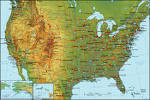 Detailed topographical map of the USA. The USA detailed ...