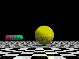 Image result for sphere checkered plane raytrace