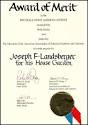Awards and recongnition: Joseph Frank Landsberger