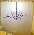 Chandelier Tree Shower Curtain Blue Birds Branch BlueBird Pink ...