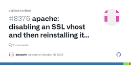 apache: disabling an SSL vhost and then reinstalling it (via ...