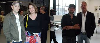 Left: Artist Anders Guggisberg with Kunsthaus Zürich curator Mirjam Varadinis. Right: Artist Costa Vece with former Kunsthalle Basel president Peter ... - article05