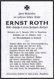 Totenzettel: MG-Schütze Ernst ROTH (2. Weltkrieg) - Onlineprojekt ...