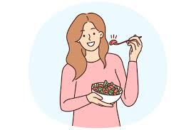 Image result for women eating salad and smiling