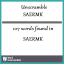 Unscramble SAERMK - Unscrambled 107 words from letters in SAERMK