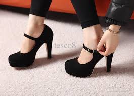 Fashion Women High Heels Black The Matte Velvet Straps Single ...