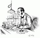 Public Domain images man with glass writing at desk clerk thank ...