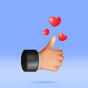 3D Thumbs Up Hand Gesture with Heart Isolated. Render Like Hand ...