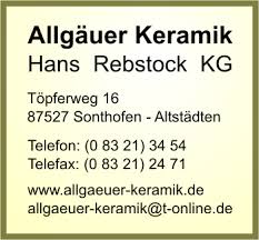 Firma Allgäuer Keramik Hans Rebstock KG in Sonthofen - Branche(n ...