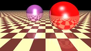 Image result for sphere checkered plane raytrace