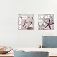 Platin Art Deco Glass Wall Decor - Art on Glass - La Mer - Set of ...