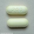 Yellow, oblong pill with 200 on one side | Pharmer.