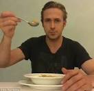 Ryan Gosling eats his cereal in tribute to RYAN MCHENRY who died.