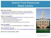 Search Fund Resources Baker Library