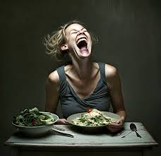 Image result for women eating salad and smiling