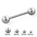 Steel ball straight barbell, 14 ga