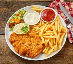 Image result for schnitzel mit pommes