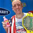 Joey "Jaws" Chestnut, Pat "Deep Dish" Bertoletti, Paul "Bone Breaker" Barlow ... - Joey-2010-Nathans-Hot-Dogs-lg