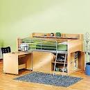 Charleston Storage Loft Bunk Bed and Desk Bundle, Natural Wood ...