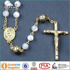 oro rosa petalo bianco perle di resina rosario tallone-Mestieri ... - Gold_rose_petal_beads_white_resin_bead_rosary