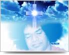 Xmas Sai Baba greeting cards -Jesus Christ statue at Sai Baba ashram - greeting-card-sri-sathya-sai-baba-cross