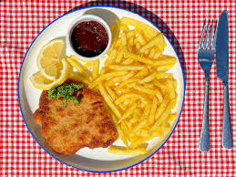 Image result for schnitzel mit pommes