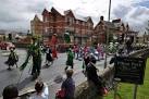 SS5533 : The Green Man and his entourage pass along Pilton Causeway - via Daymix