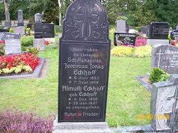Grabstein von Jeremias Jonas Eckhoff (06.06.1852-07.09.1929), Friedhof. Häufige Nachnamen auf diesem Friedhof: Buhr, de (27) - Buss (22) - Freese, ...