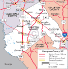 Maps of Hampton County, South Carolina SC