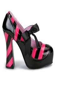 Black Hot Pink Stripe Bow Kitty Heels Amiclubwear Heel Shoes � Be ...