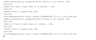 We encountered an unexpected error talking to our servers (error ...