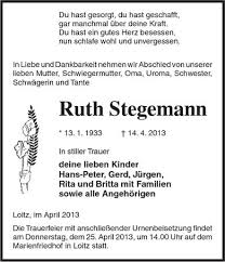 Ruth Stegemann-- 13. 1. 1933 | Nordkurier Anzeigen