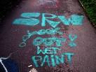 TL8465 : Graffiti tag plus a sense of humour. near to Bury st Edmunds, - via Daymix