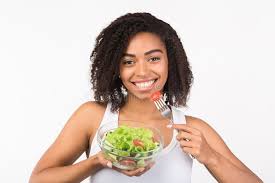 Image result for women eating salad and smiling