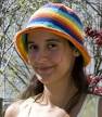 Nicole Swann in rainbow hat