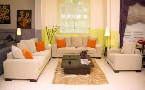 Beautiful living room furniture ideas with orange pillow on big ...