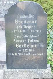 Grab von Hinnerk Peters Bordeaux (03.12.1882-04.10.1914), Friedhof ...