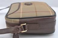 Authentic Burberrys Check Shoulder Bag Purse Canvas Leather Khaki ...